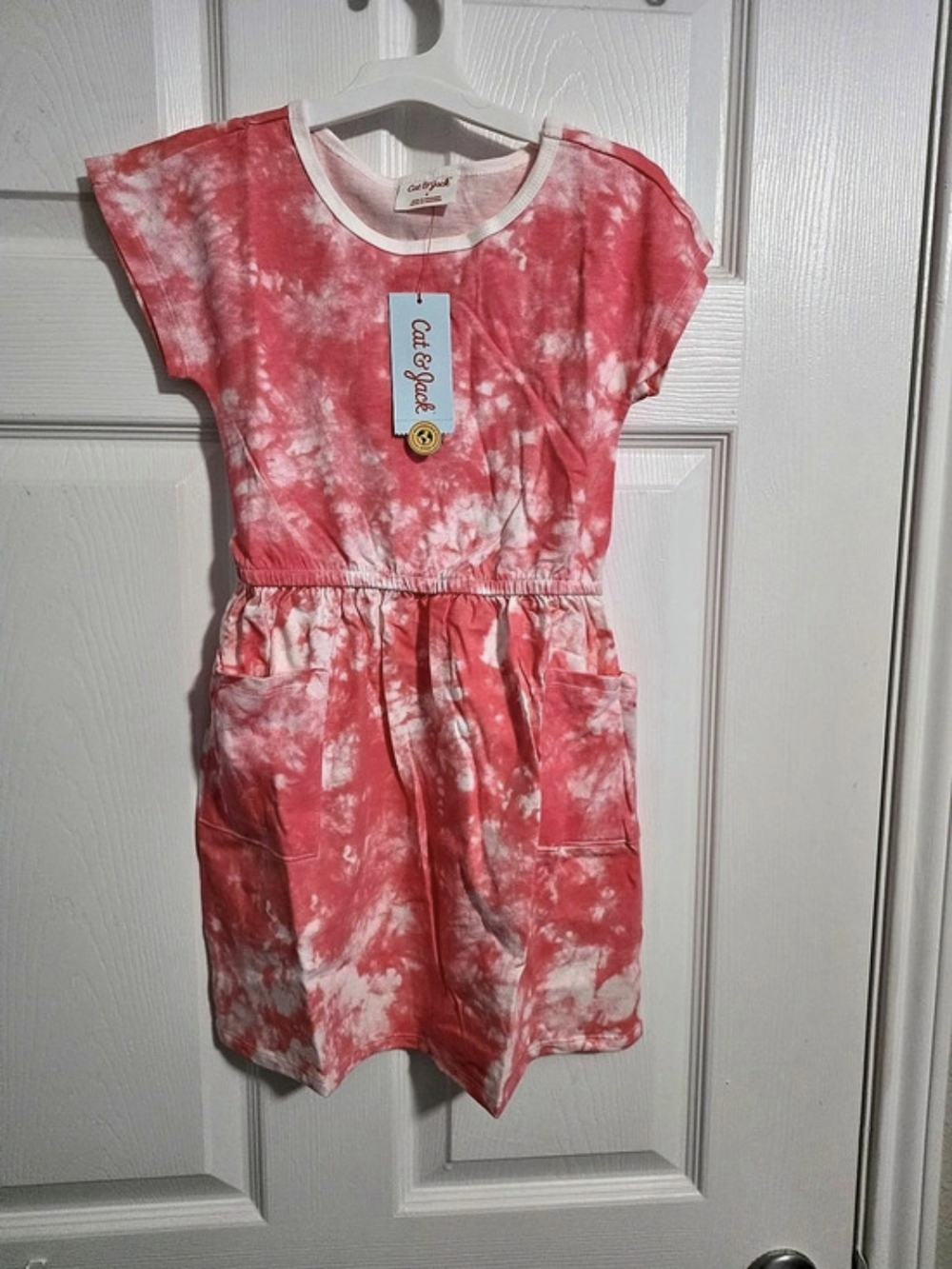 Cat & Jack Kids Tie-Dye Romper Pink & White NWT
